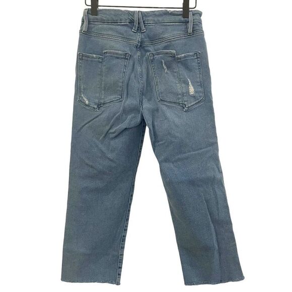 Good American Good Straight Cropped Raw Hem Light Wash Jeans Size 6/28 - Picture 2 of 12